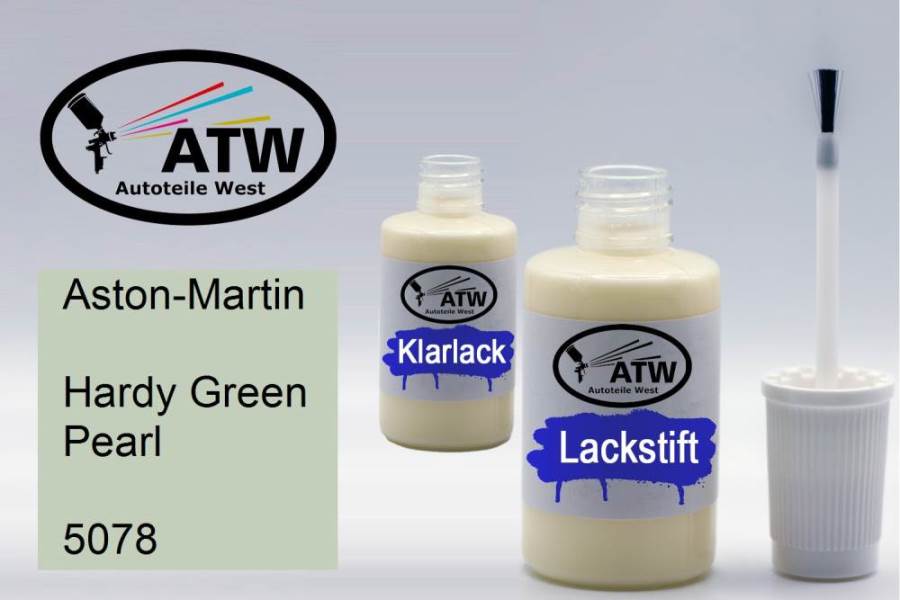 Aston-Martin, Hardy Green Pearl, 5078: 20ml Lackstift + 20ml Klarlack - Set, von ATW Autoteile West.